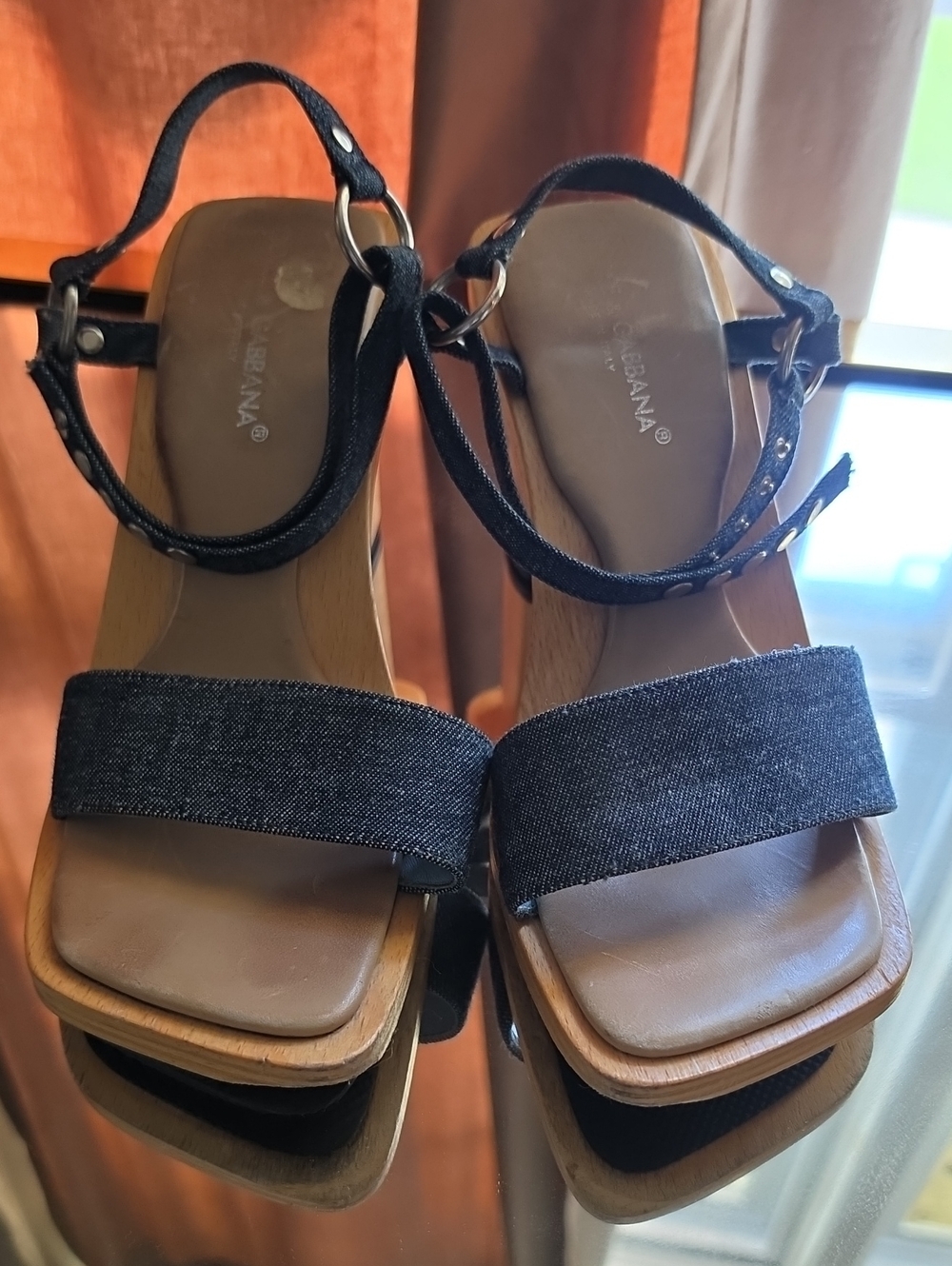 Dolce & Gabbana Vintage Denim Fabric Ankle-Strap Platform Sandals